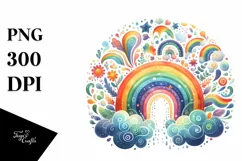 Colorful Watercolor Sun Sticker Clipart Product Image 1