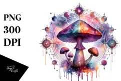 Colorful Magical Celestial Mushroom, Tarot PNG Product Image 1