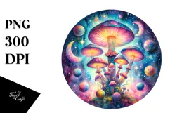 Vibrant Celestial Tarot Mushroom, Transparent PNG Product Image 1
