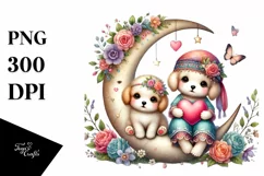 Colorful Boho Puppy with Heart PNG Product Image 1