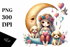 Colorful Boho Puppy with Heart PNG Product Image 1