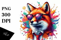 Quirky Colorful Fox Sticker Art | Sublimation | Clipart Product Image 1