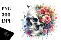 Skull Watercolor Art, High-Quality PNG Product Image 1