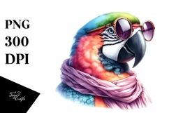 Funny Cute Parrot Portrait with Silk Scarf | Clipart Product Image 1