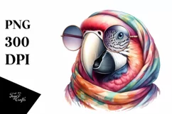 Funny Cute Parrot Portrait with Silk Scarf | Clipart Product Image 1