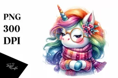 Vibrant Unicorn Winter PNG Product Image 1