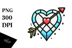 Stained Heart with Arrow, Creative PNG Product Image 1