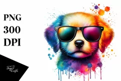 Colorful Artistic Puppy Sticker | Sublimation | Clipart Product Image 1