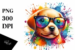 Colorful Artistic Puppy Sticker | Sublimation | Clipart Product Image 3