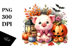 Simple Drawing Cute Baby Pig Halloween | Sublimation | Product Image 1