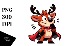 Silly Deer with Superhero Cape, Transparent PNG Product Image 1