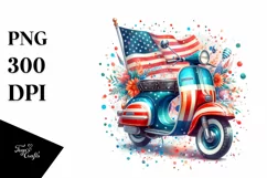Vintage Vibrant Scooter with Confetti | Clipart Product Image 1