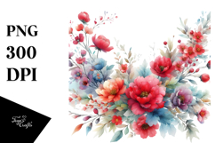 Red Flowers White Background | Sublimation Clipart Product Image 1