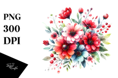 Red Flowers White Background | Sublimation Clipart Product Image 1
