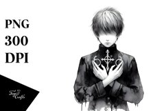 Washed Watercolor Gothic Boy Clipart Product Image 3