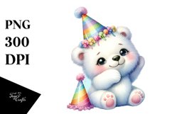 Colorful Party Hat Polar Bear | Clipart Product Image 3