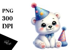 Colorful Party Hat Polar Bear | Clipart Product Image 1