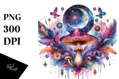 Vibrant Magical Celestial Mushroom Tarot PNG Product Image 1