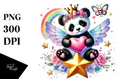 Adorned Panda Sitting on Star PNG Product Image 1