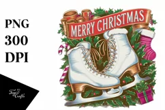Merry Christmas Ice Skates Png Product Image 5