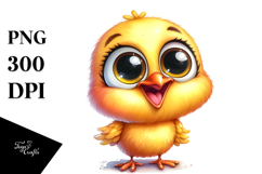 Watercolor Funny Standing Chick with Large Goofy Smile Product Image 1