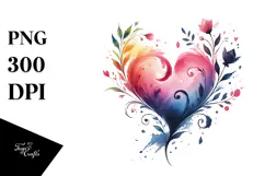 Colorful Heart Paintbrush Style PNG Product Image 1