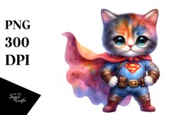 Colorful Baby Cat Hero Posing | Sublimation Clipart Product Image 1