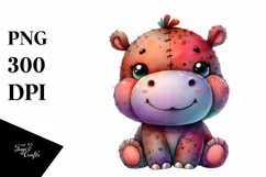 Colorful Baby Hippo Plush Clipart Product Image 1