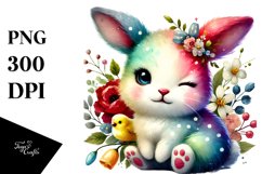 Easter Bunny Winking Digital Painting PNG Product Image 1