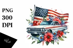 Watercolor Car with Flowers Clipart Product Image 3