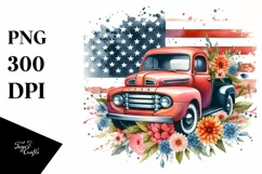 Watercolor Car with Flowers Clipart Product Image 3
