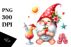 Cocktail Gnome in Beachwear, Whimsical PNG Product Image 1
