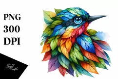 Abstract Vibrant Bird with Leaf Body PNG Product Image 1
