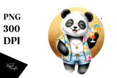 Cute Panda in Beachwear PNG Product Image 1