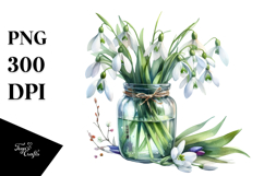Snowdrop Jar White Background | Sublimation Clipart Product Image 1