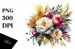 Abstract Watercolor Bouquet Gold Foil Clipart Product Image 3