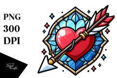 Cartoon Stained Heart, PNG Product Image 1