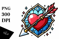 Cartoon Stained Heart, PNG Product Image 1