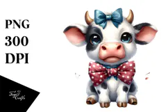 Funny Cow with Bow and Tie, Contempt PNG Product Image 1