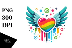 Heart with Wings Paintbrush Style PNG Product Image 1