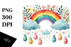 Colorful Flower with Hanging Easter Eggs PNG Product Image 1