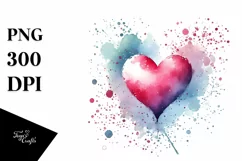 Washed Watercolor Heart, PNG Product Image 1