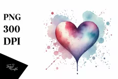 Washed Watercolor Heart, PNG Product Image 1