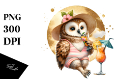 Happy Owl on Tropical Sunset Background Product Image 1