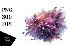 Shiny Violet Watercolor Splash Clipart Product Image 1