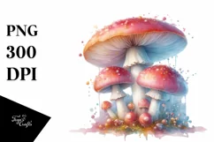 Glossy Mushroom Watercolor Splash PNG Product Image 1