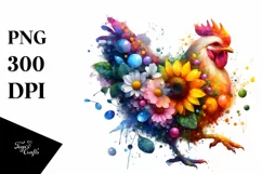 splashes,chicken made of flowers PNG Product Image 3