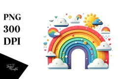 Colorful Watercolor Rainbow Clouds Clipart Product Image 3