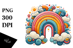 Colorful Whimsical Rainbow with Clouds | Clipart Product Image 1