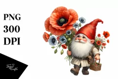 bouquet gnome watercolor poppy Product Image 1